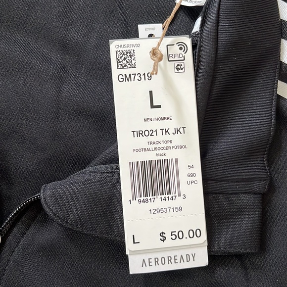 ADIDAS MEN’S TIRO 21 TRACK JACKET in black/white size Large - Picture 5 of 14